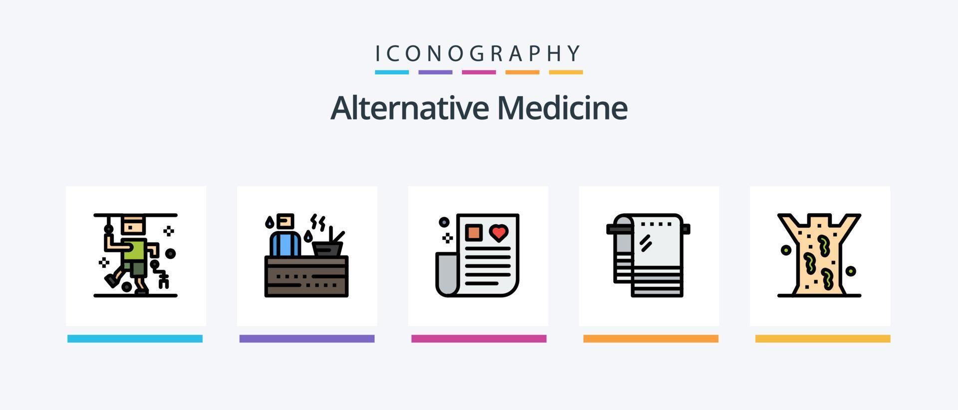 ligne de médecine alternative remplie de 5 icônes comprenant de la musique. usine. nourriture. jardin. bambou. conception d'icônes créatives vecteur