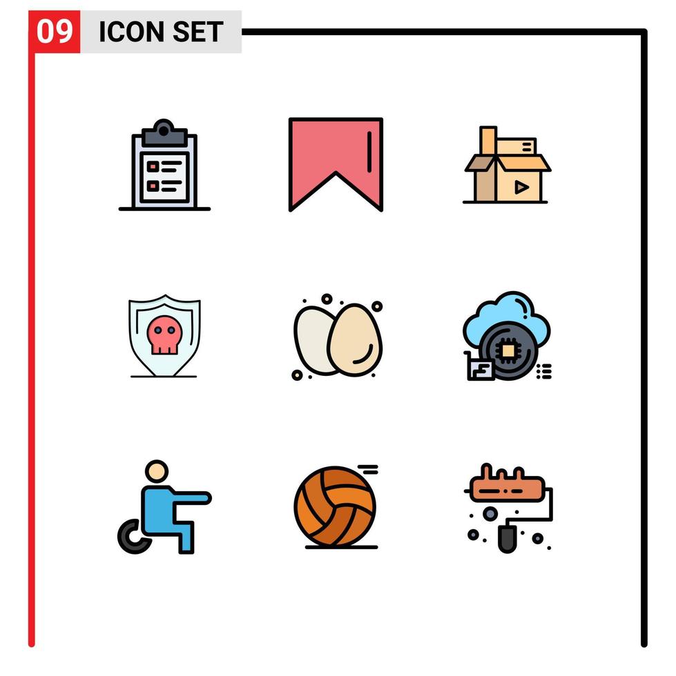 9 icônes créatives signes et symboles modernes de régime oeufs à la coque éléments de conception vectoriels modifiables de sécurité simple numérique vecteur