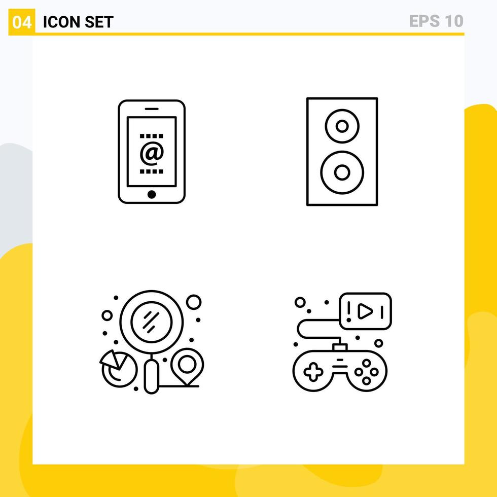 ensemble de 4 symboles d'icônes d'interface utilisateur modernes signes pour les produits de téléphone mobile finder emplacement éléments de conception vectoriels modifiables vecteur