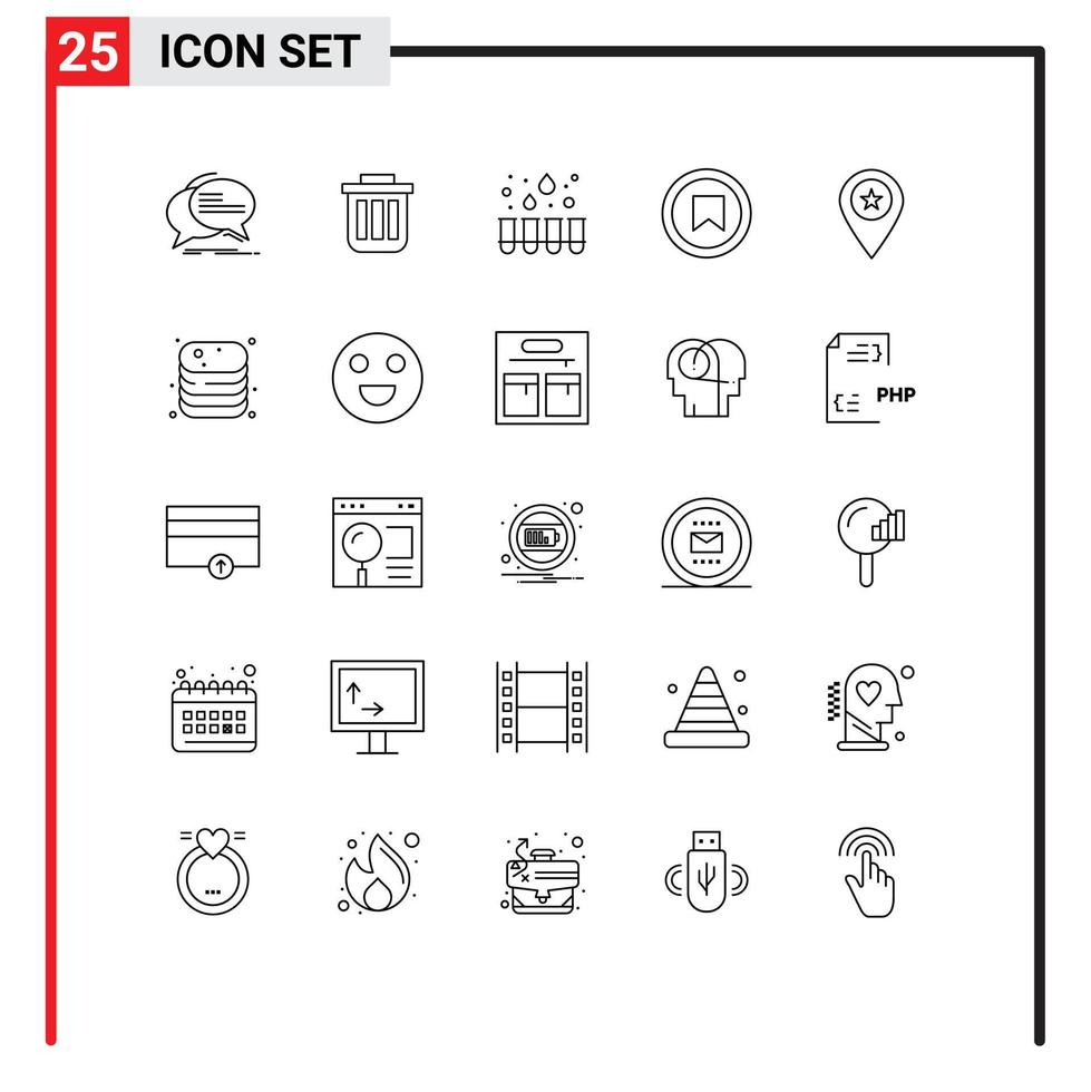 pack de lignes vectorielles modifiables de 25 lignes simples d'interface d'étiquette peut tubes expérimenter des éléments de conception vectorielle modifiables vecteur