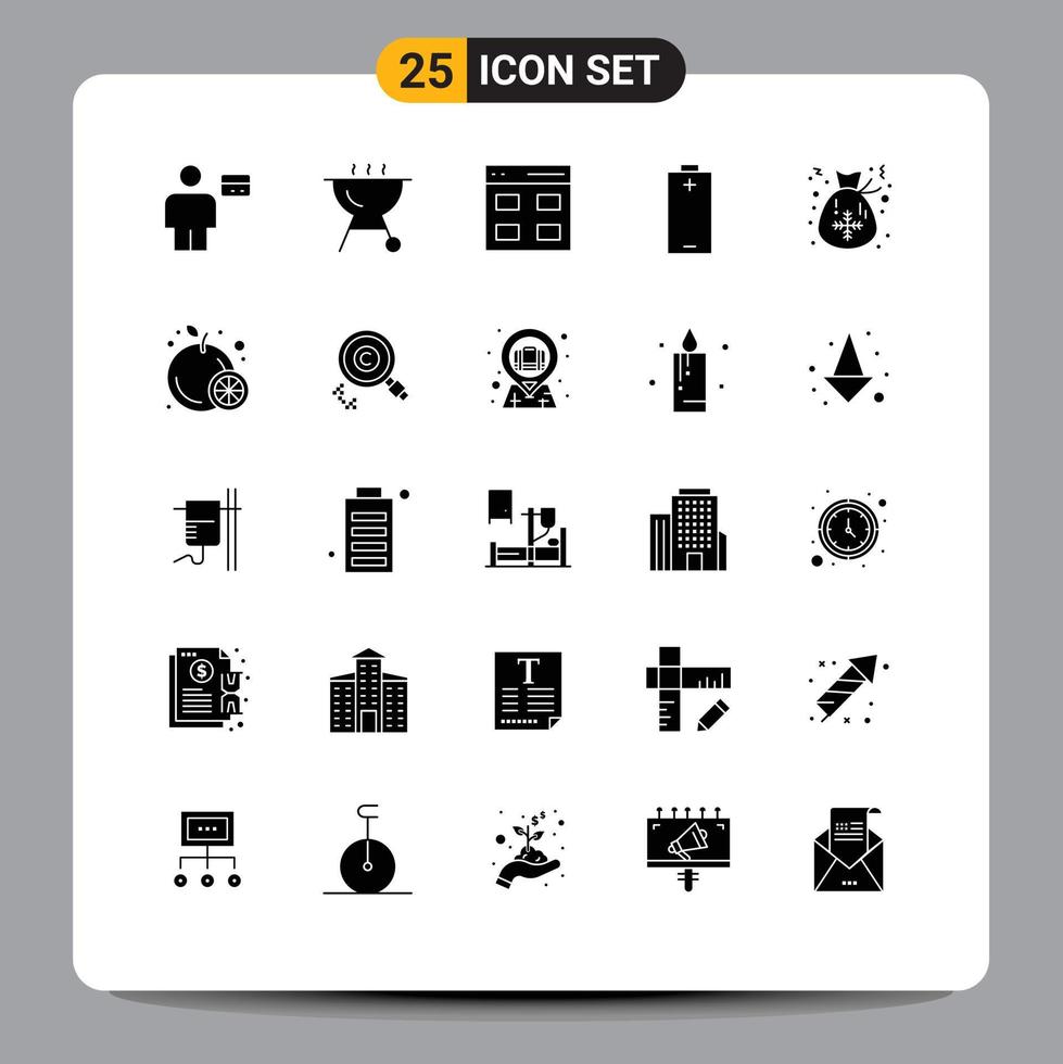 pack d'icônes vectorielles stock de 25 signes et symboles de ligne pour les éléments de conception vectoriels modifiables électriques d'énergie de grille de sac de noël vecteur