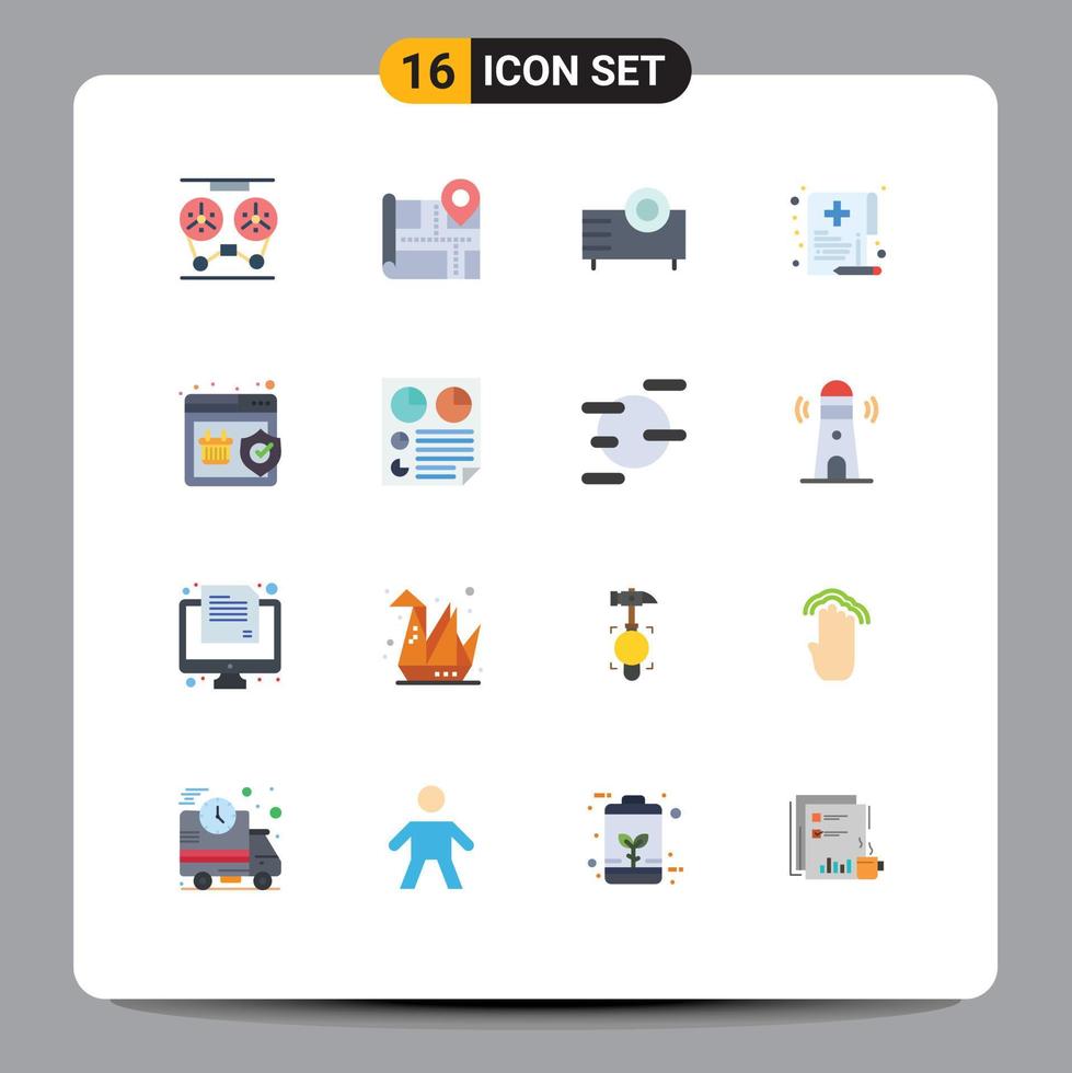 16 icônes créatives signes et symboles modernes du document dispositifs hospitaliers technologie de la santé pack modifiable d'éléments de conception de vecteur créatif