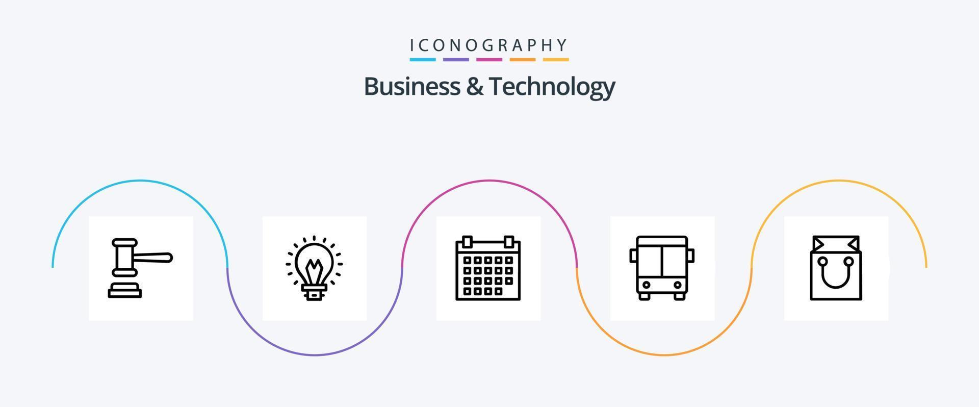 pack d'icônes business and technology line 5, y compris le chariot. véhicule. calendrier. transport. voiture vecteur