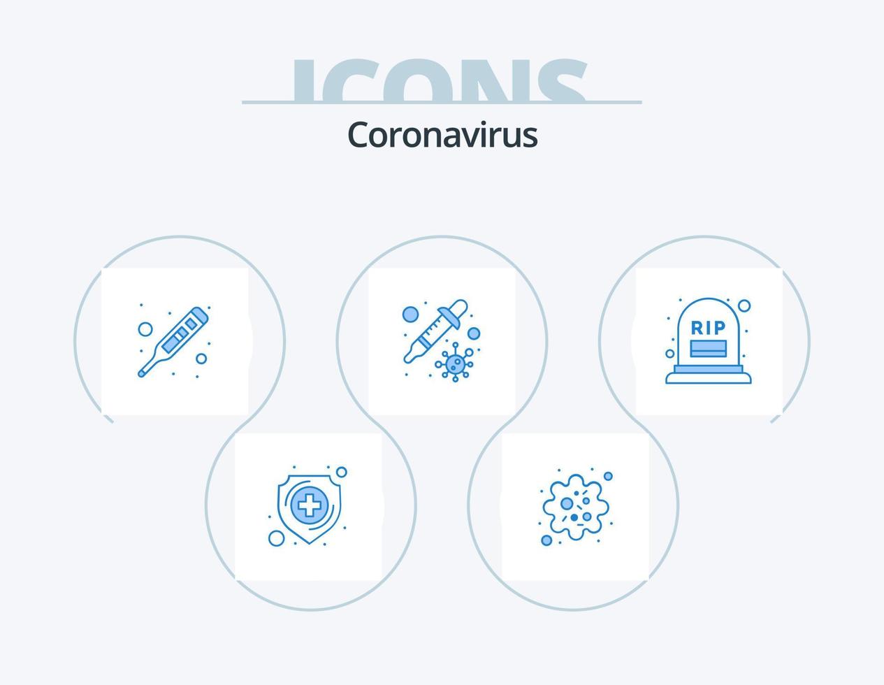 pack d'icônes bleu coronavirus 5 conception d'icônes. compter. transmission. fièvre. pétri. température vecteur