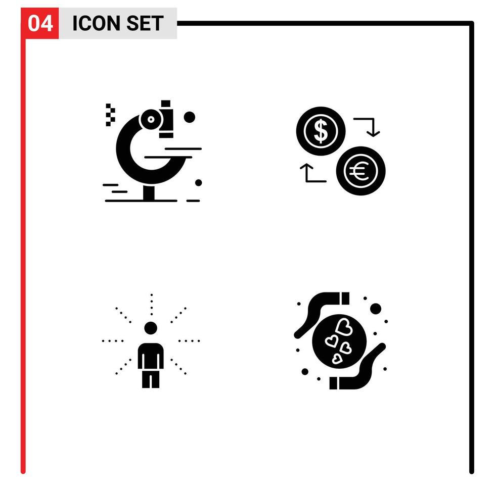 4 icônes créatives signes et symboles modernes d'examen échange financier sensibilisation au dollar éléments de conception vectoriels modifiables vecteur