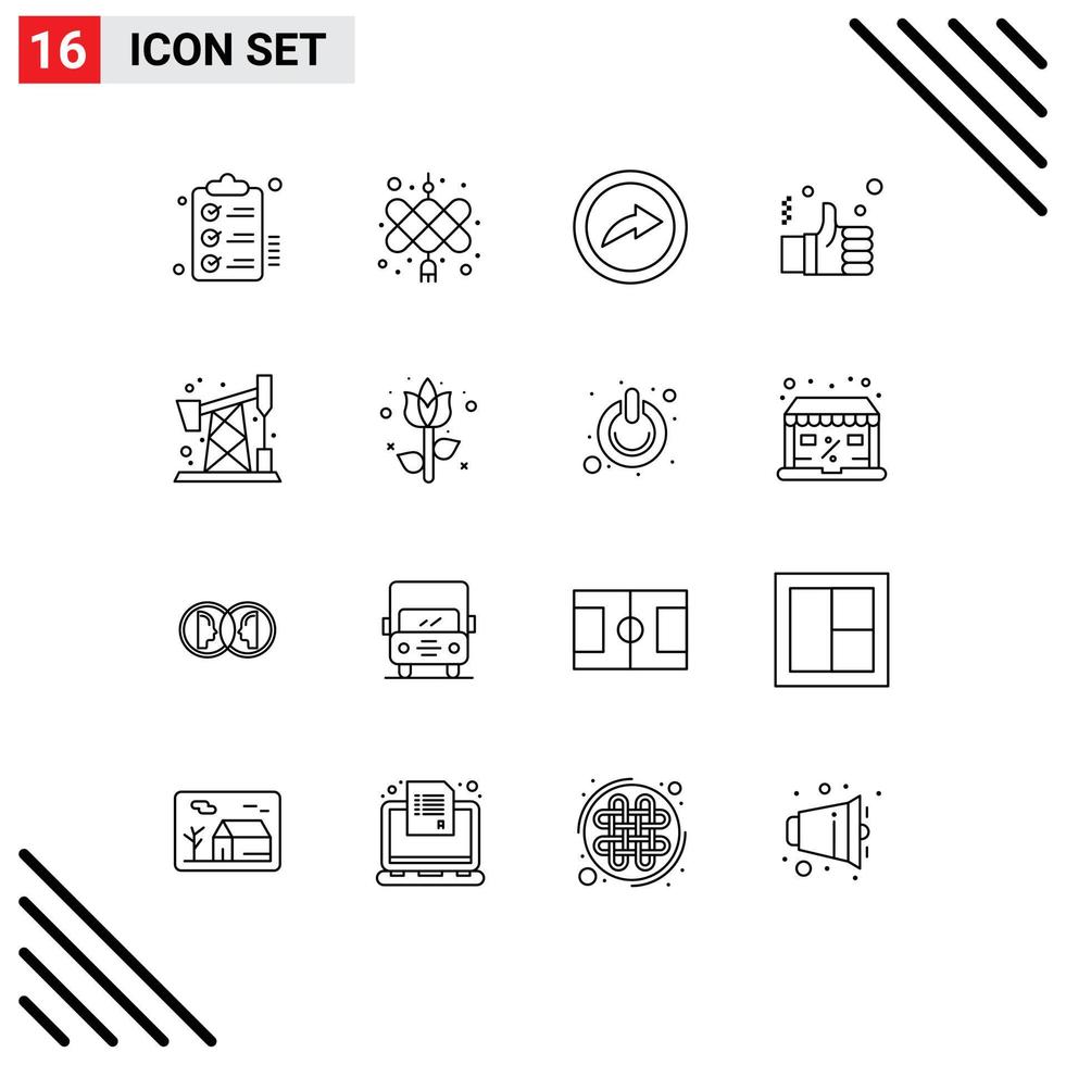 groupe de 16 contours des signes et des symboles pour l'exportation de la solution de cric de pompe comme des éléments de conception vectoriels modifiables au doigt vecteur