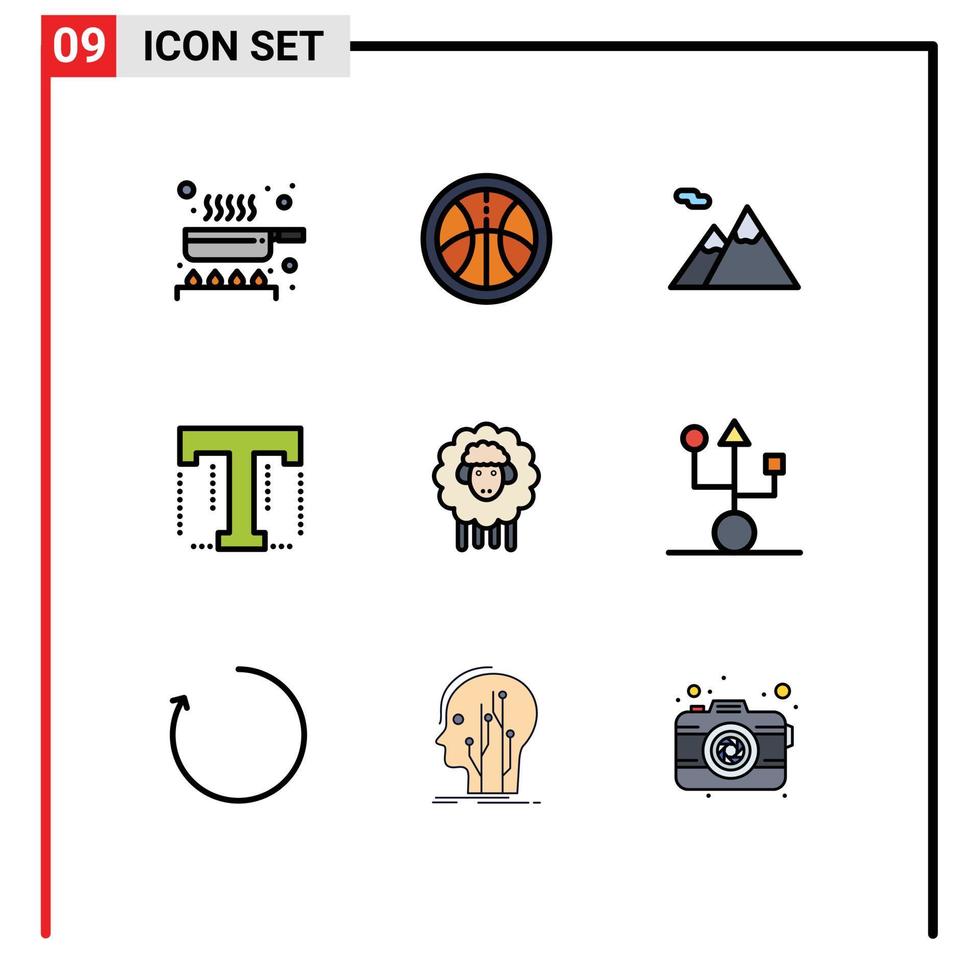 ensemble de 9 symboles d'icônes d'interface utilisateur modernes signes pour printemps agneau montagne outil de pâques éléments de conception vectoriels modifiables vecteur