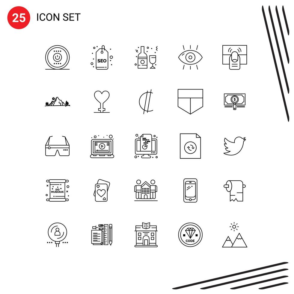 concept de 25 lignes pour sites Web mobiles et applications santé fitness alcool oeil vin éléments de conception vectoriels modifiables vecteur