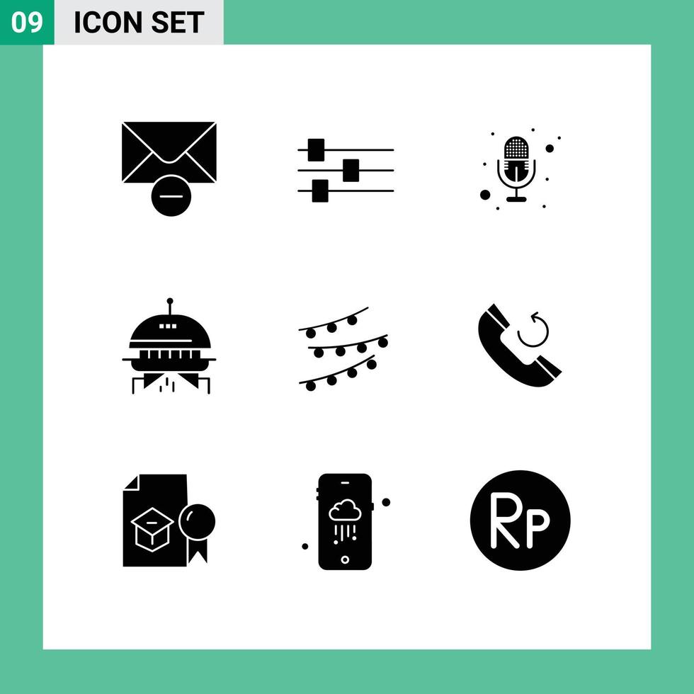 9 glyphes solides vectoriels thématiques et symboles modifiables de décorations de célébrations vocales call celebtare éléments de conception vectoriels modifiables vecteur