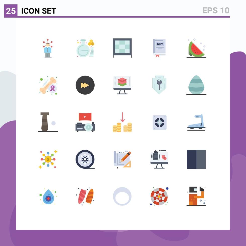 25 couleurs plates universelles définies pour les applications web et mobiles étude de la loi sur les desserts livre gdpr éléments de conception vectoriels modifiables vecteur