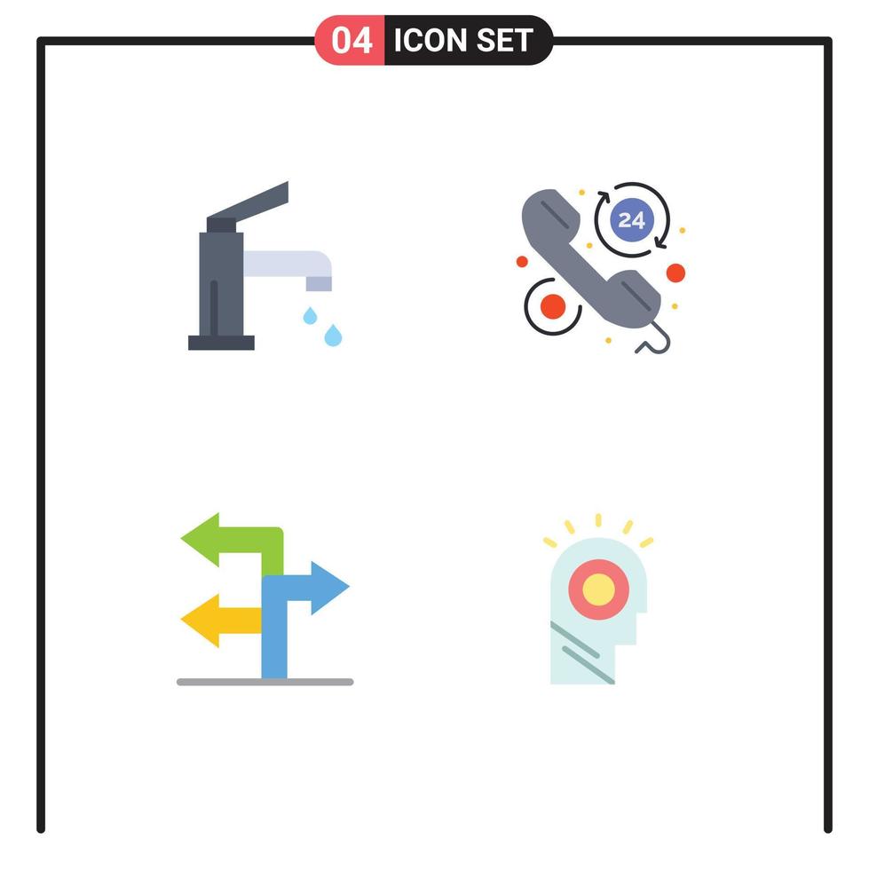 4 interface utilisateur pack d'icônes plates de signes et symboles modernes du robinet d'appel de bain faq direction éléments de conception vectoriels modifiables vecteur