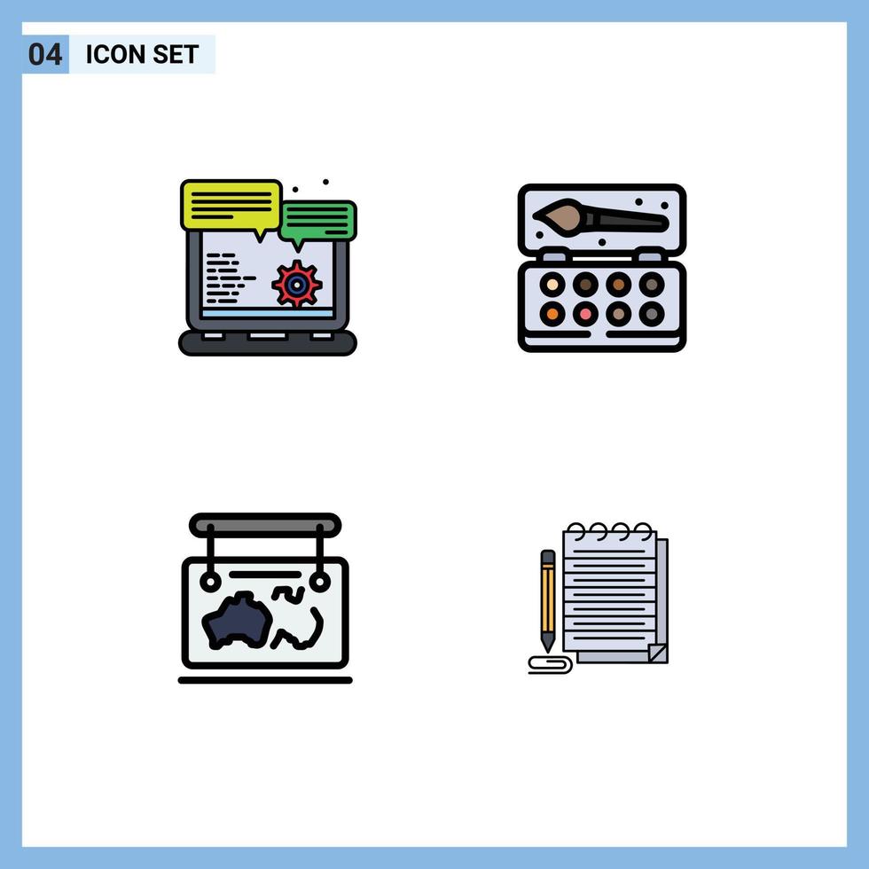 4 interface utilisateur ligne remplie pack de couleurs plates de signes et symboles modernes de l'option de carte du navigateur guide de peinture éléments de conception vectoriels modifiables vecteur