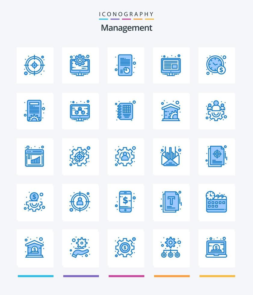 gestion créative 25 pack d'icônes bleues telles que la gestion de contenu. gestion du temps. gestion. gestion. gestion vecteur