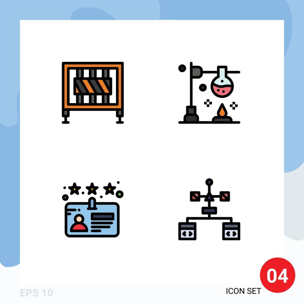 interface utilisateur pack de 4 couleurs plates de base remplies d'éléments de conception vectoriels modifiables de l'application d'expérience de signalisation du conducteur de barrière vecteur