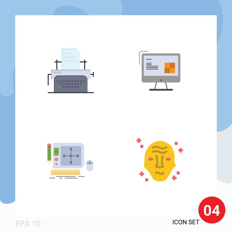 4 signes d'icône plate universelle symboles d'outil de réparation de machine de conception d'imprimante éléments de conception vectoriels modifiables vecteur