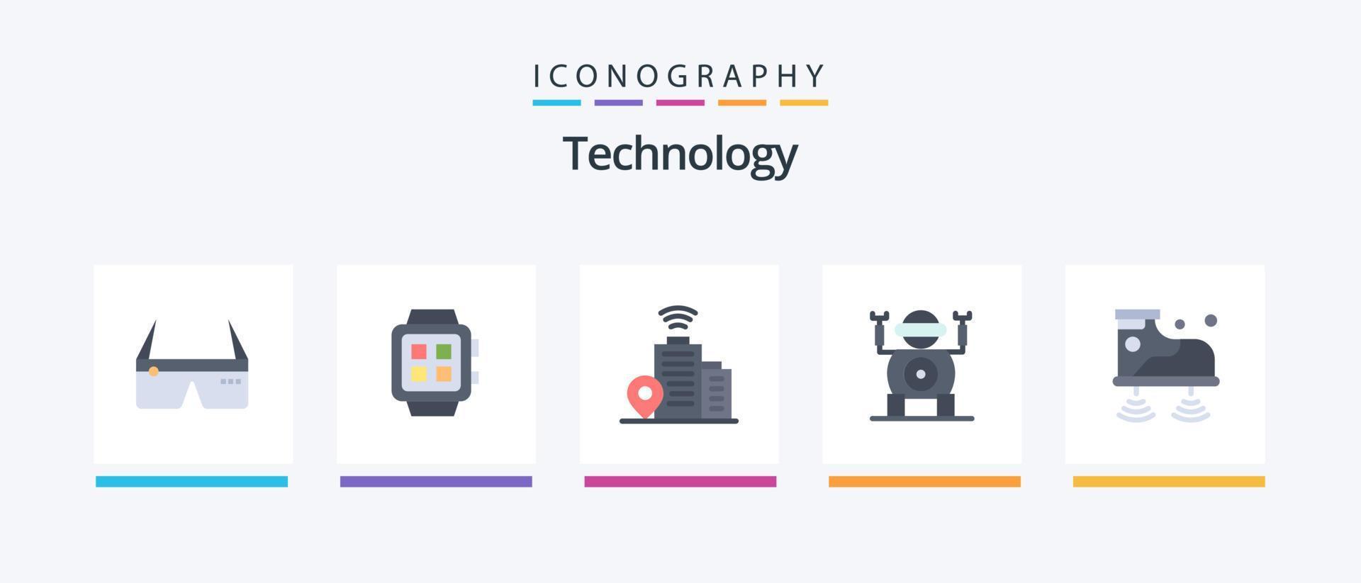 pack d'icônes technologie plat 5, y compris le wifi. jouet. technologie. technologie. emplacement. conception d'icônes créatives vecteur