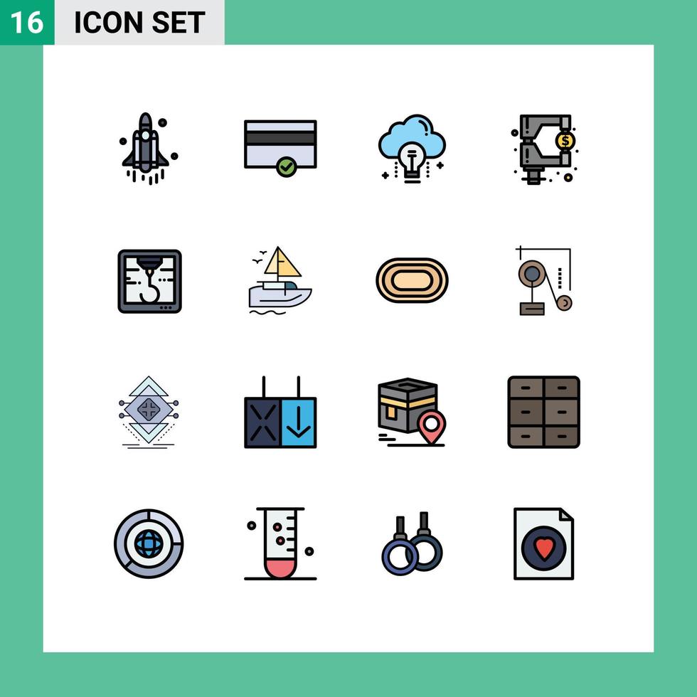 symboles d'icônes universelles groupe de 16 lignes modernes remplies de couleurs plates d'idée fiscale de jarret fonds de réglementation éléments de conception vectoriels créatifs modifiables vecteur