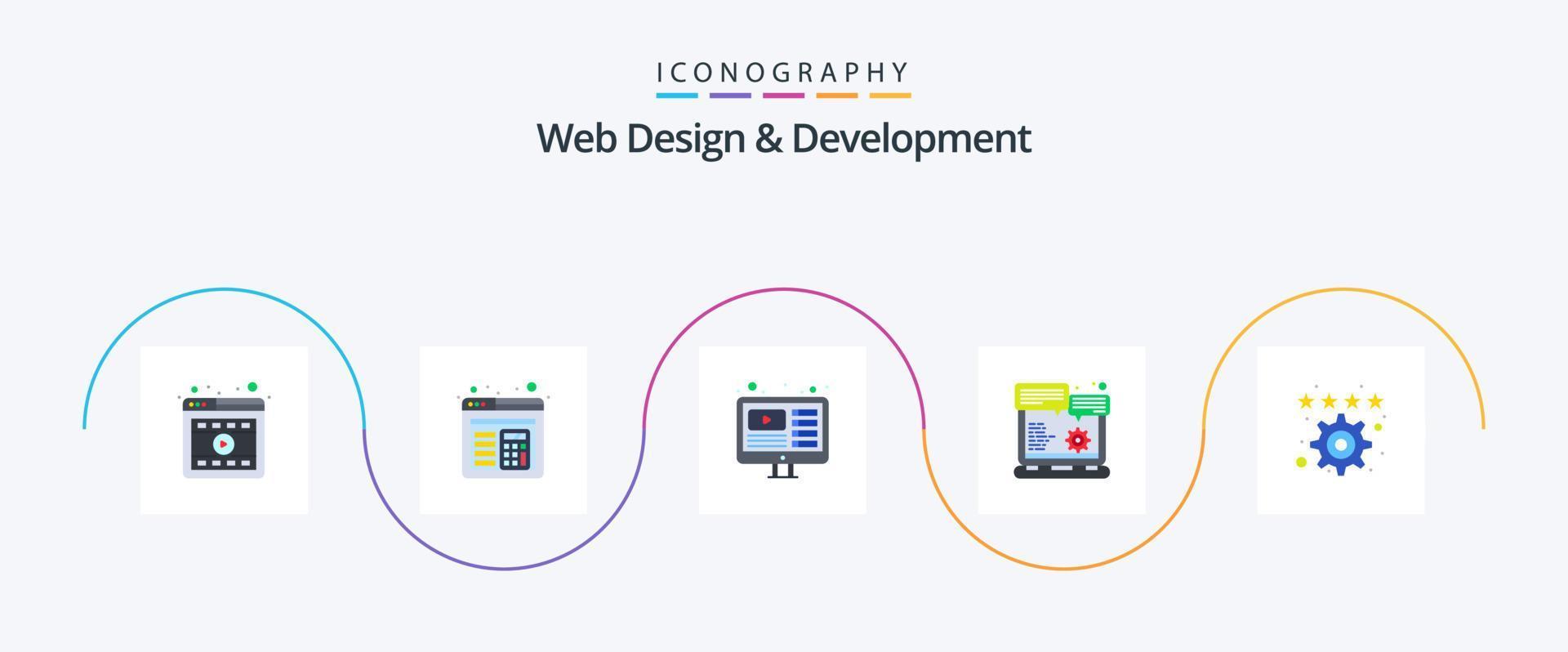 conception et développement web pack d'icônes plat 5, y compris favori. la toile. option. navigateur de site Web vecteur