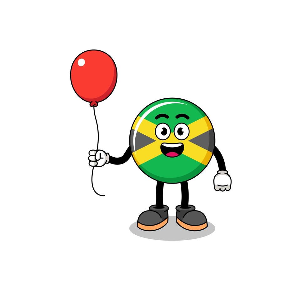 dessin animé du drapeau de la jamaïque tenant un ballon vecteur