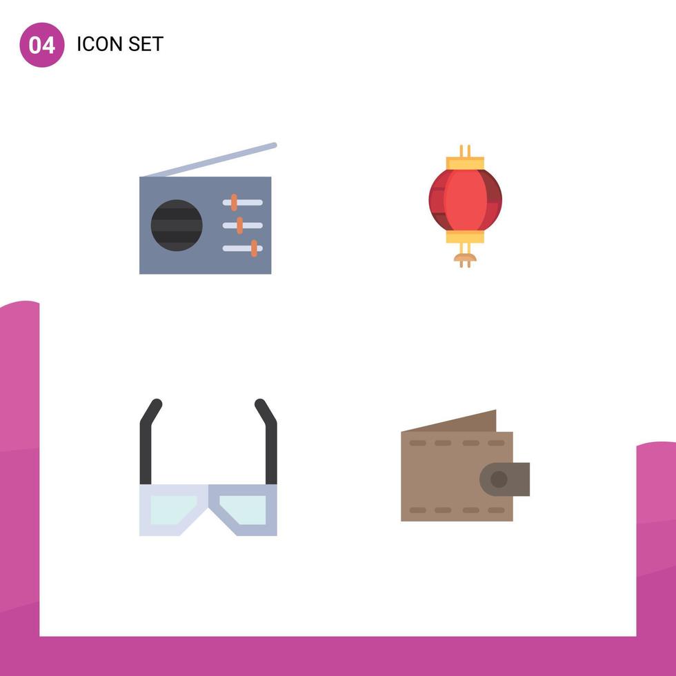 ensemble de 4 symboles d'icônes d'interface utilisateur modernes signes pour les médias décoration de lanterne hd regarder des éléments de conception vectoriels modifiables vecteur