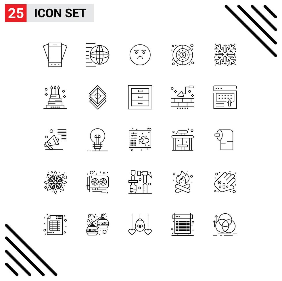 ensemble de 25 symboles d'icônes d'interface utilisateur modernes signes pour l'argent graphique shopping diagramme sentiment éléments de conception vectoriels modifiables vecteur