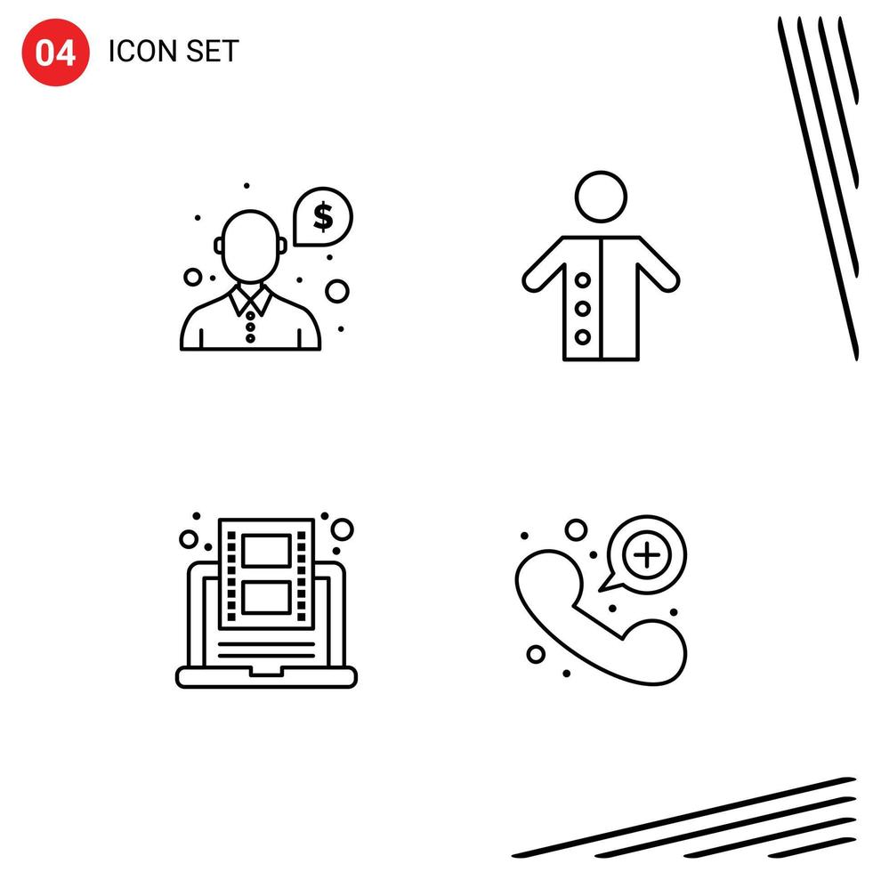 pack d'icônes vectorielles stock de 4 signes et symboles de ligne pour aider l'éducation soutenir les personnes en ligne éléments de conception vectoriels modifiables vecteur