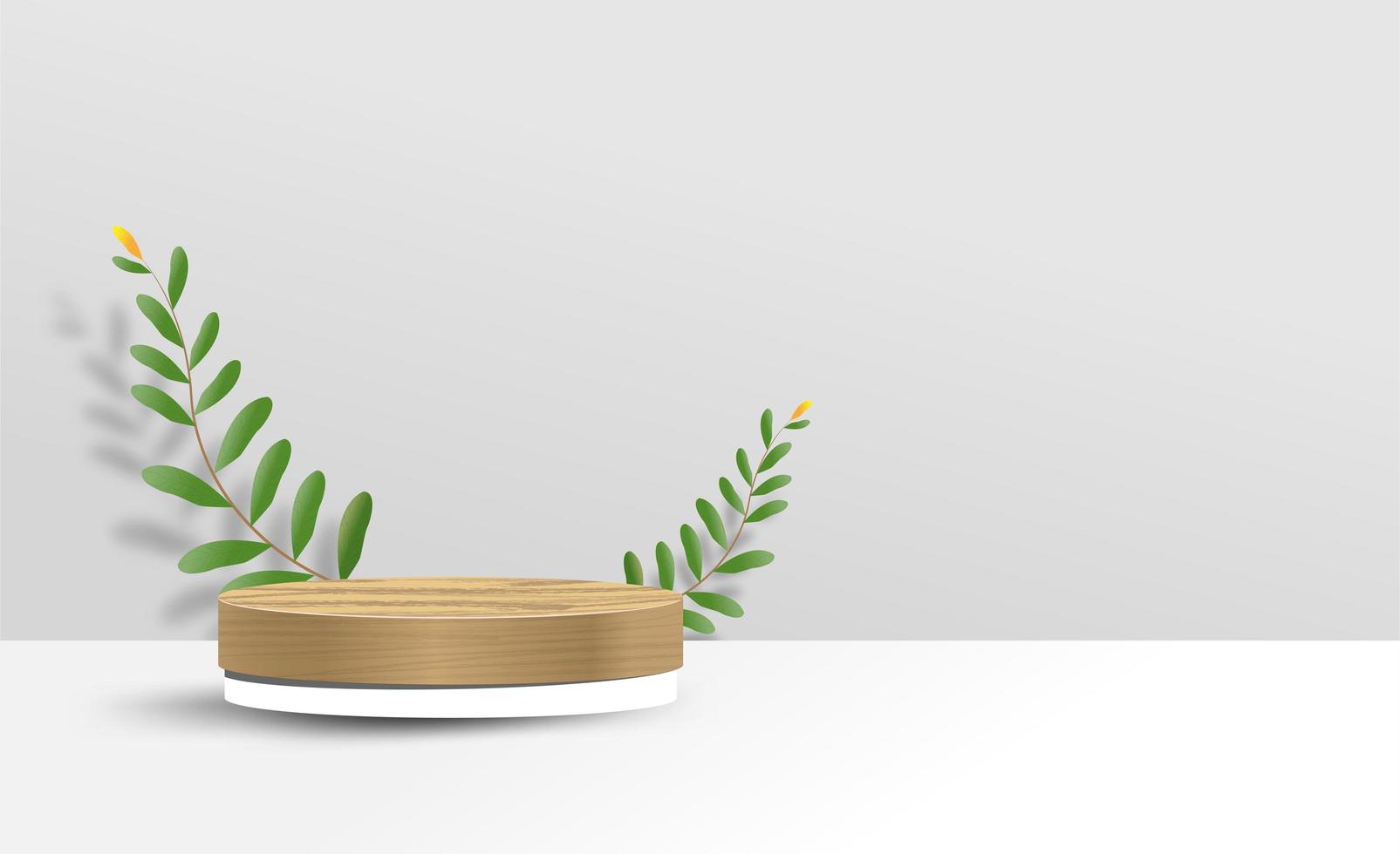 maquette minimale abstraite avec support et feuilles vecteur