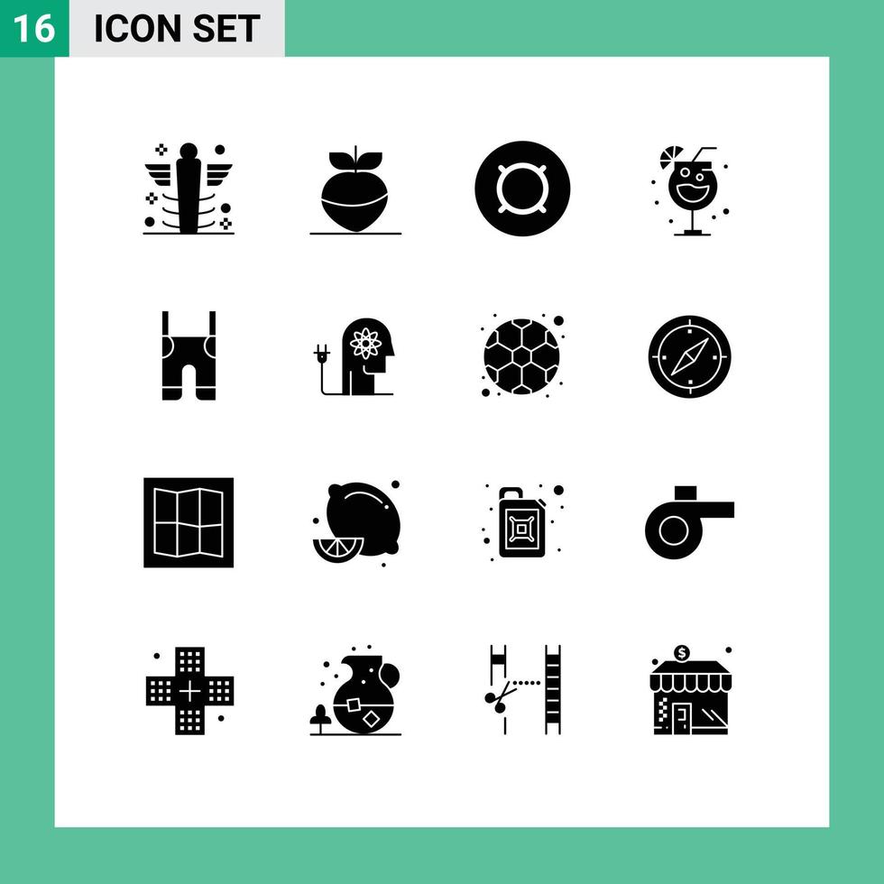 16 interface utilisateur pack de glyphes solides de signes et symboles modernes de vêtements bébé argent générique boisson nuit éléments de conception vectoriels modifiables vecteur