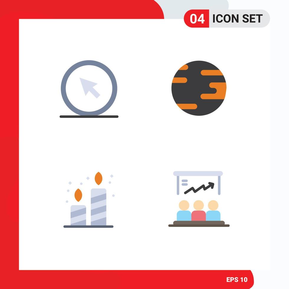 4 icônes plates vectorielles thématiques et symboles modifiables d'éléments de conception vectoriels modifiables de la fête du globe de clic bougie vecteur