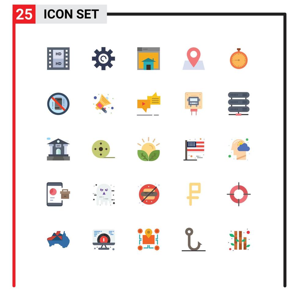 25 icônes créatives signes et symboles modernes de la page de carte d'accueil du pointeur du chronomètre éléments de conception vectoriels modifiables vecteur