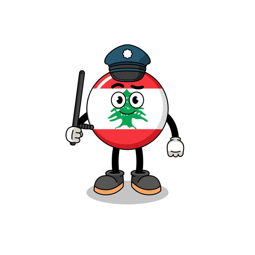 illustration de dessin animé de la police du drapeau du liban vecteur