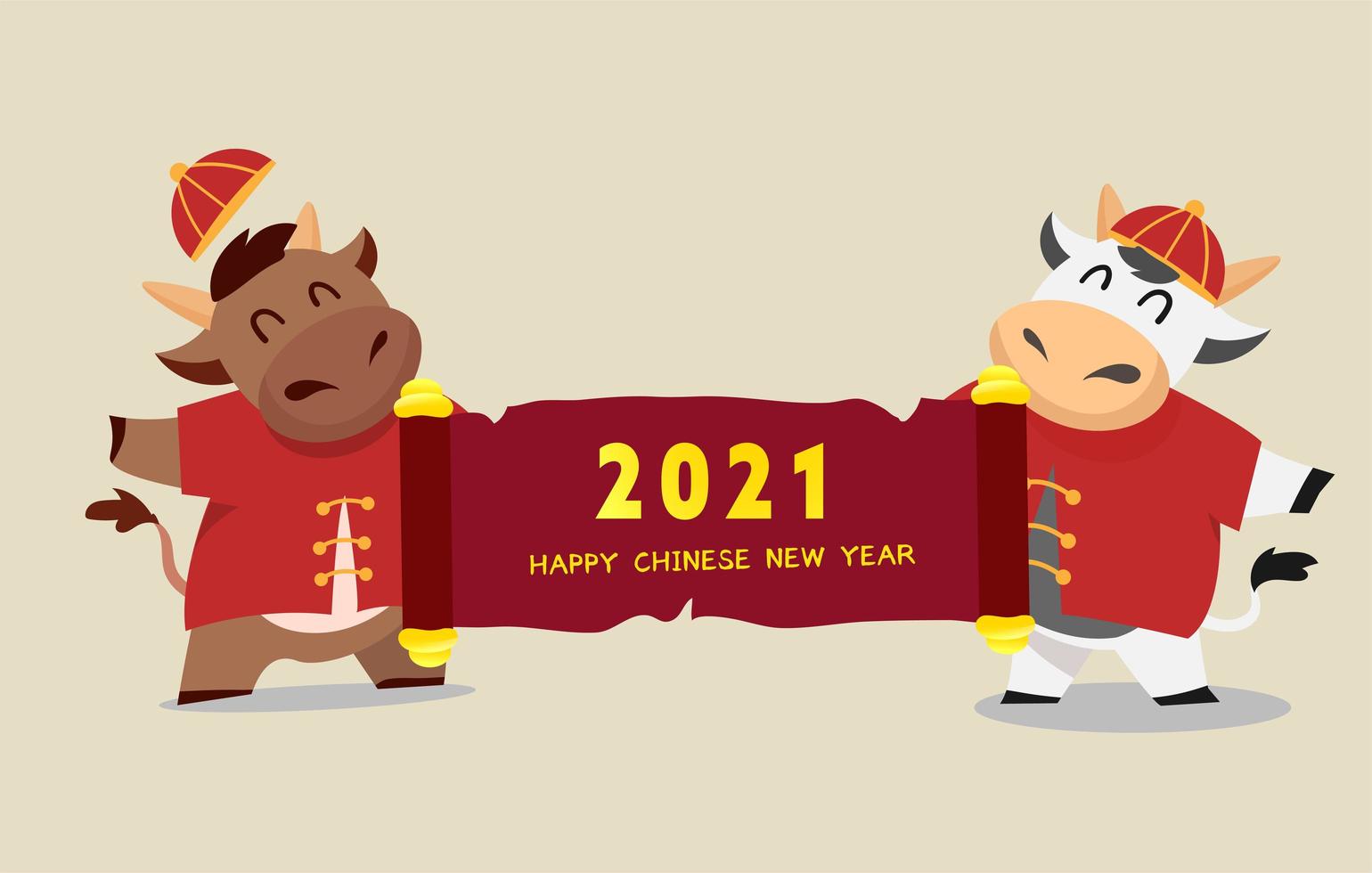 joyeux nouvel an chinois 2021 zodiaque bœuf vecteur