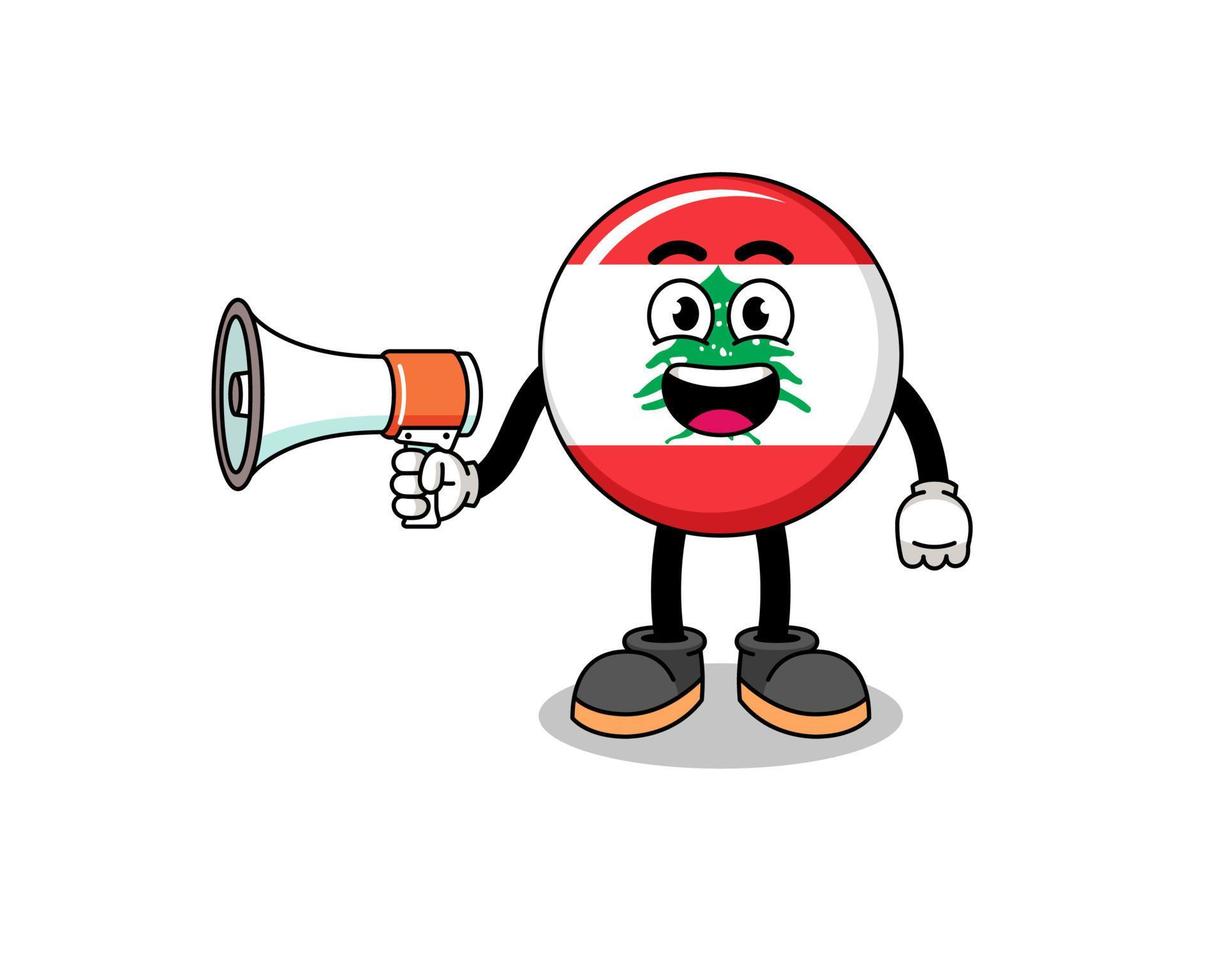 illustration de dessin animé drapeau liban tenant un mégaphone vecteur