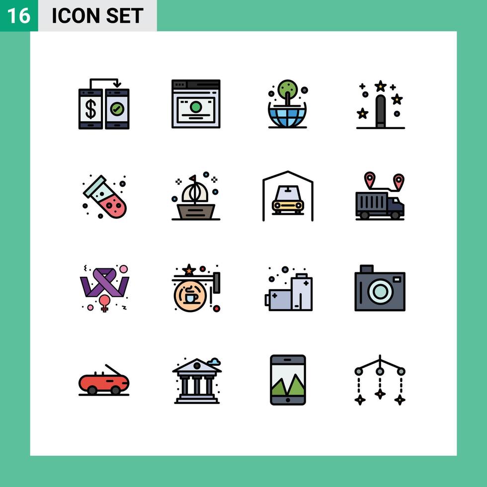 ensemble moderne de 16 lignes et symboles remplis de couleurs plates tels que le développement de la programmation liens rapides monde de la conception éléments de conception vectoriels créatifs modifiables vecteur