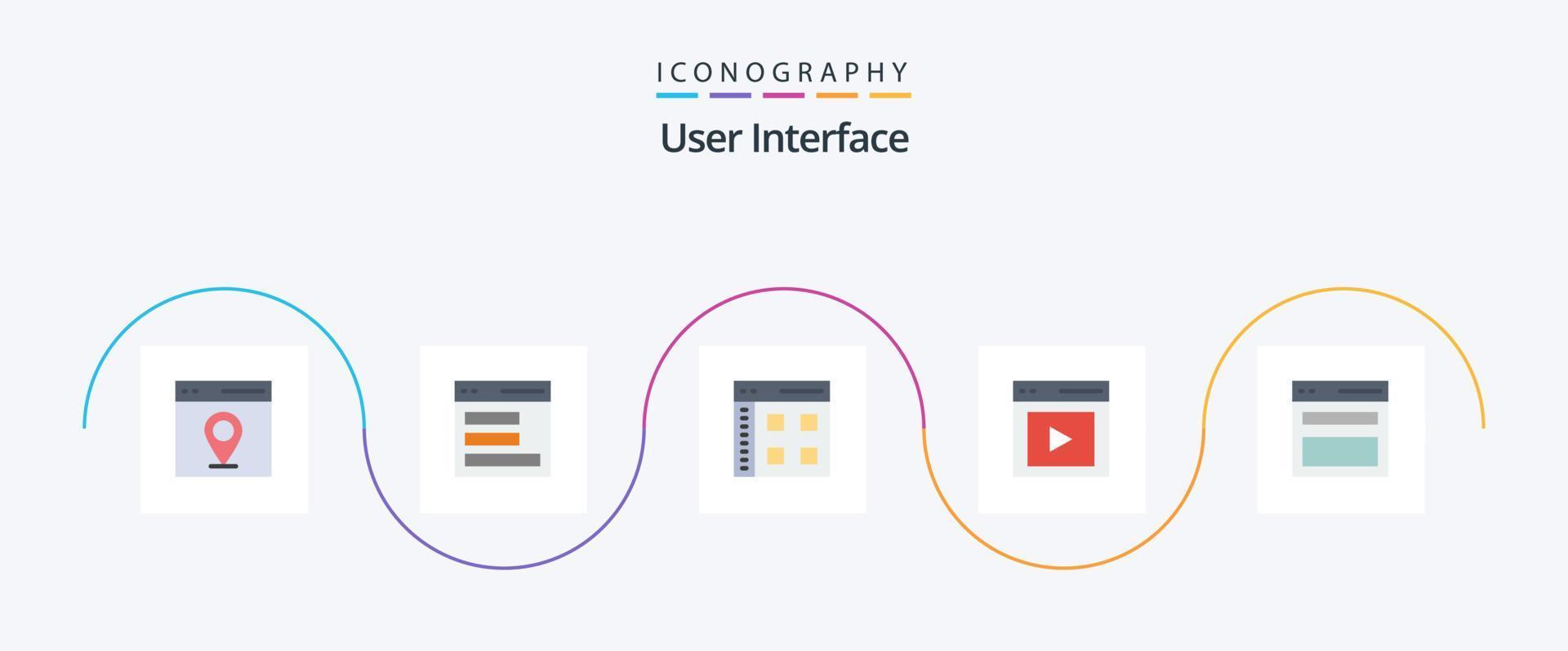 interface utilisateur pack plat 5 d'icônes comprenant l'interface. communication. utilisateur. la toile. interface vecteur