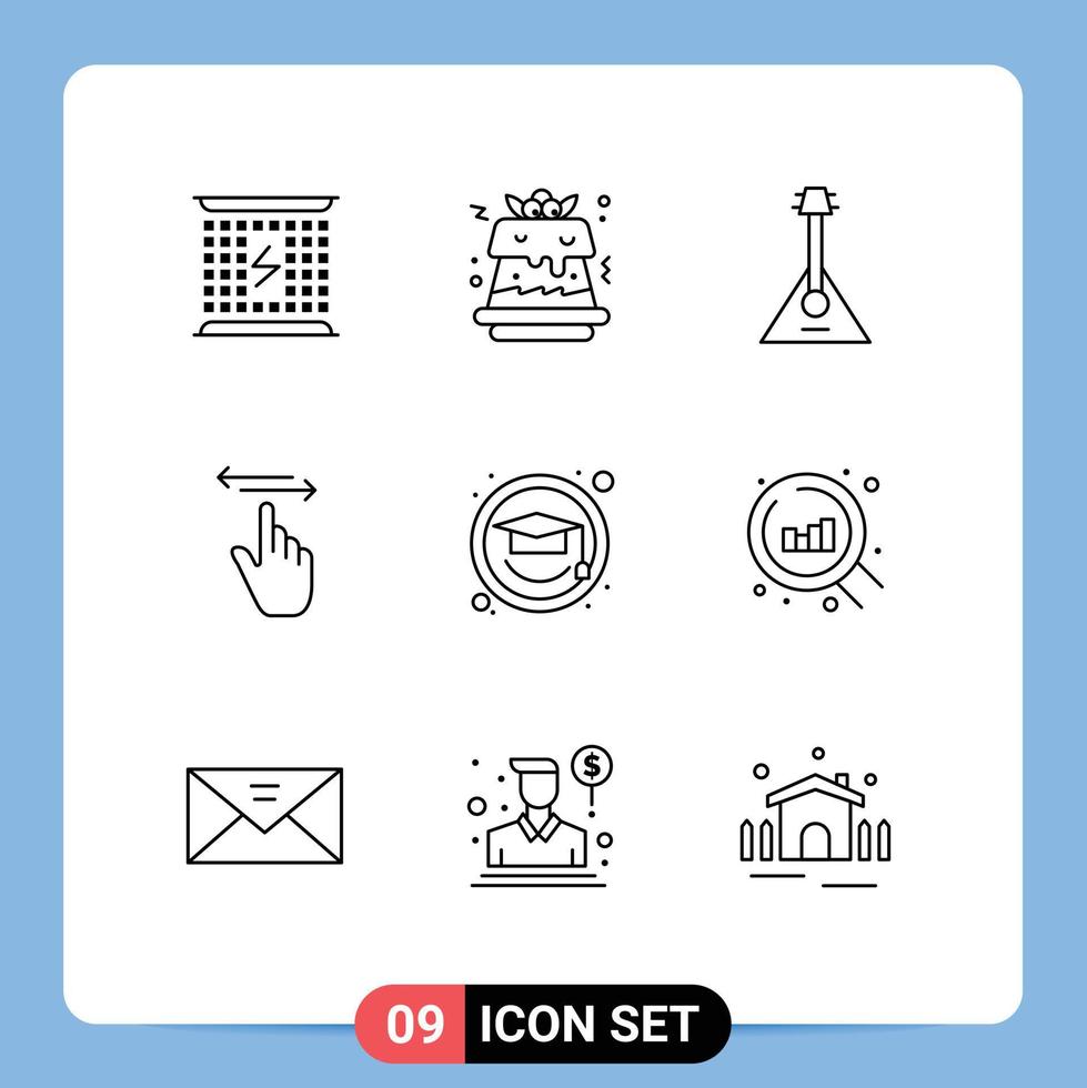 9 icônes créatives signes et symboles modernes de gestes audio de la main droite son éléments de conception vectoriels modifiables vecteur