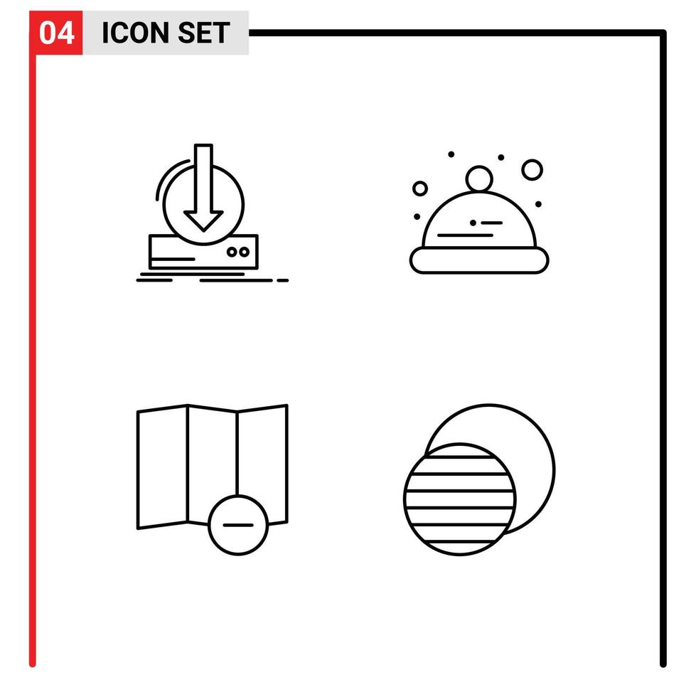 symboles d'icônes universelles groupe de 4 couleurs plates de ligne de remplissage modernes d'addition carte télécharger chapeau science éléments de conception vectoriels modifiables vecteur