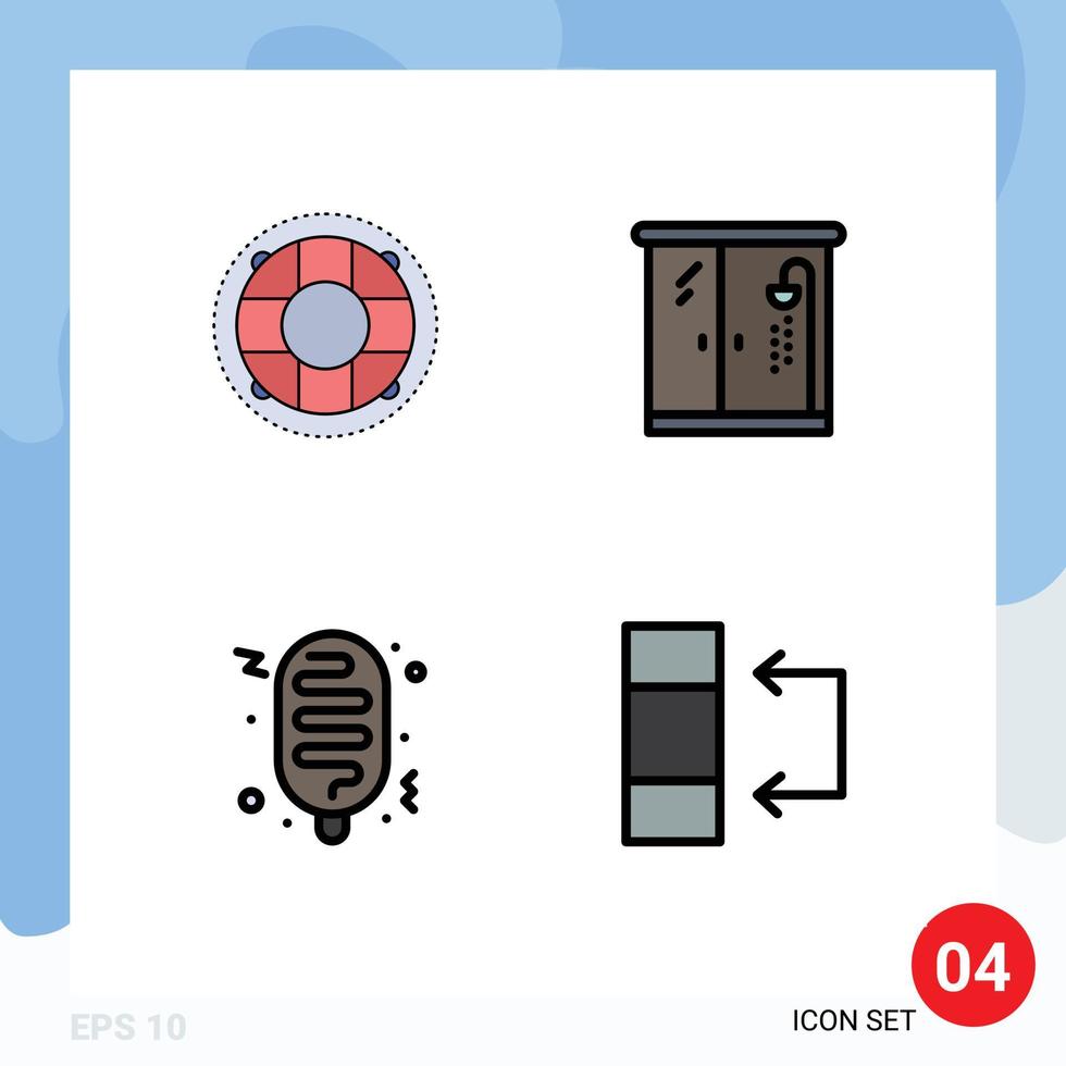 4 concept de couleur plate fillline pour les sites Web mobiles et les applications aident les éléments de conception vectoriels modifiables de données vivantes de bouée de sauvetage alimentaire vecteur