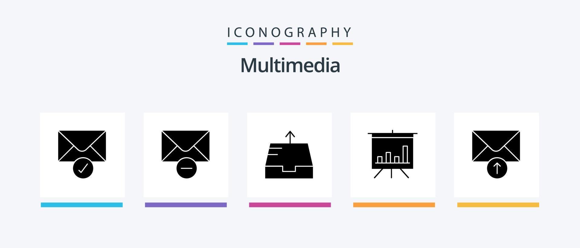 pack d'icônes multimédia glyphe 5 comprenant. envoyer. recevoir. poster. conception d'icônes créatives vecteur