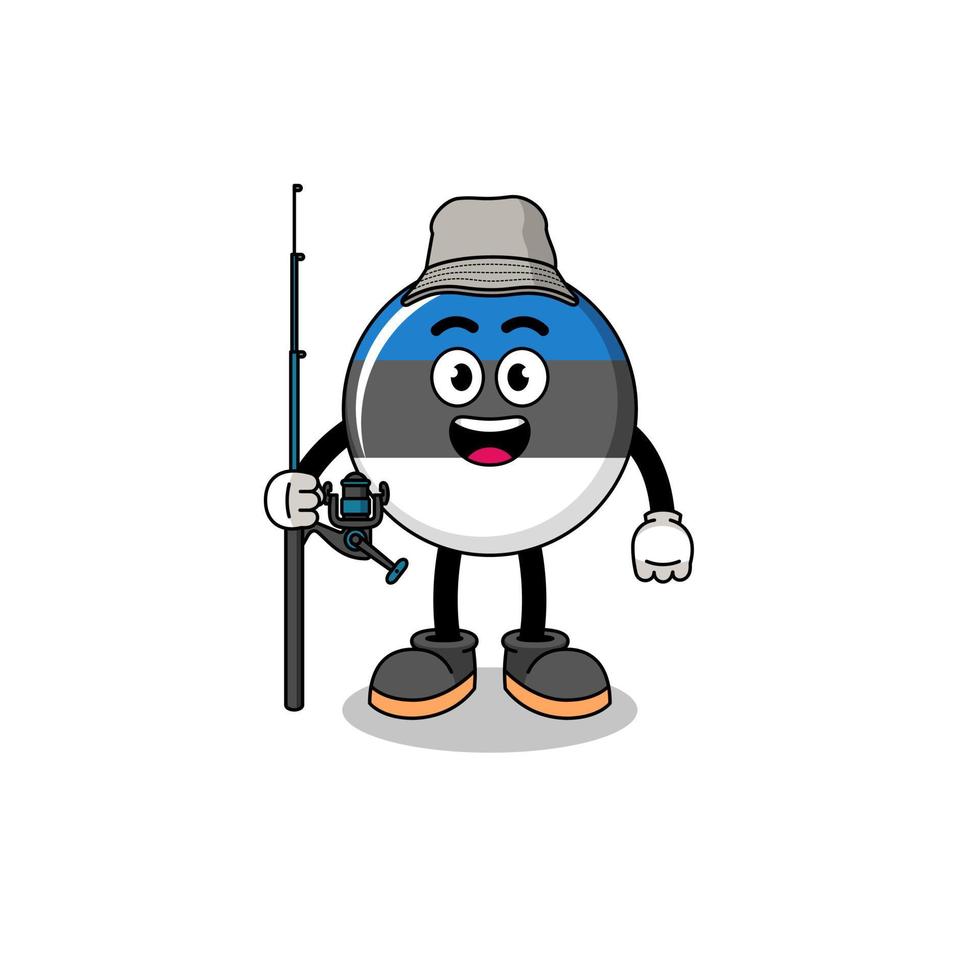 mascotte illustration du pêcheur drapeau estonie vecteur