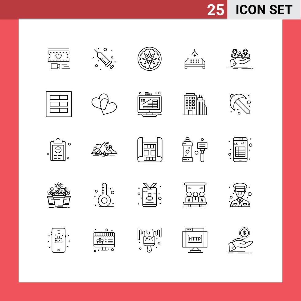 ensemble de 25 symboles d'icônes d'interface utilisateur modernes signes pour la vie santé pays assurance forfaitaire éléments de conception vectoriels modifiables vecteur