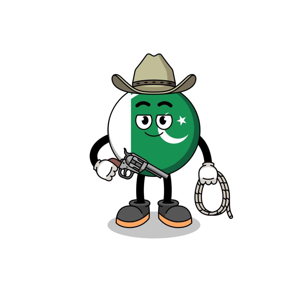 mascotte de personnage du drapeau du pakistan en tant que cow-boy vecteur