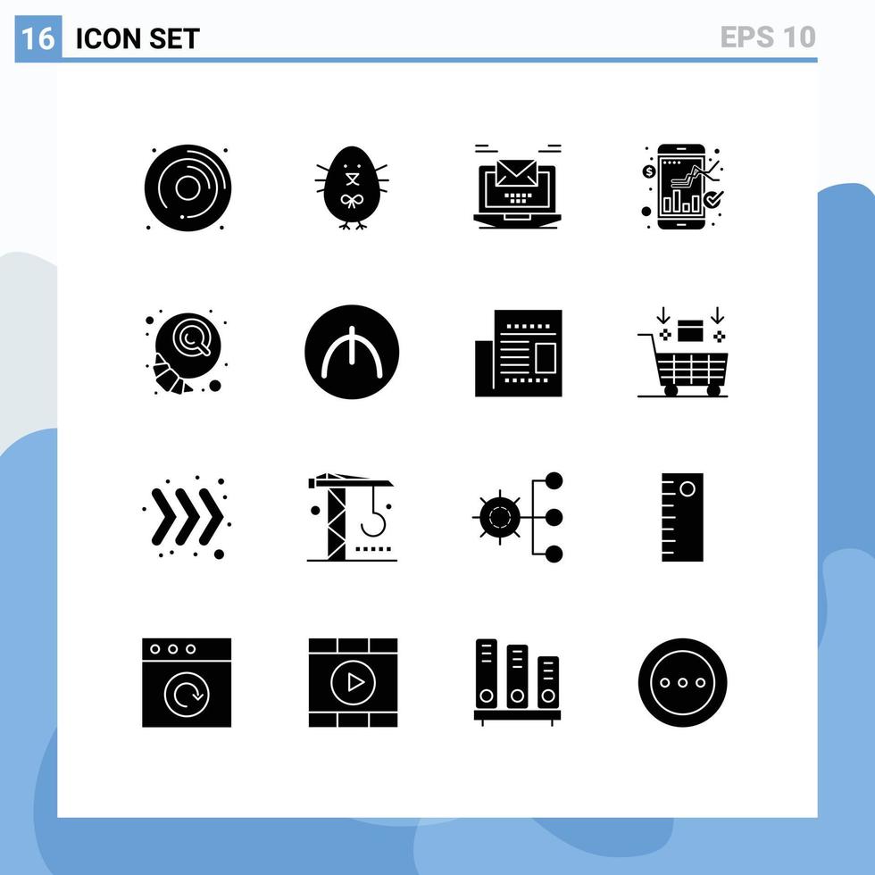 pack d'icônes vectorielles stock de 16 signes et symboles de ligne pour le petit-déjeuner stock ordinateur marché ordinateur portable éléments de conception vectoriels modifiables vecteur