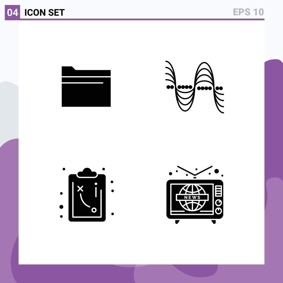 interface utilisateur pack de 4 glyphes solides de base de chemin de dossier tactiques de pitch de stockage éléments de conception vectoriels modifiables vecteur