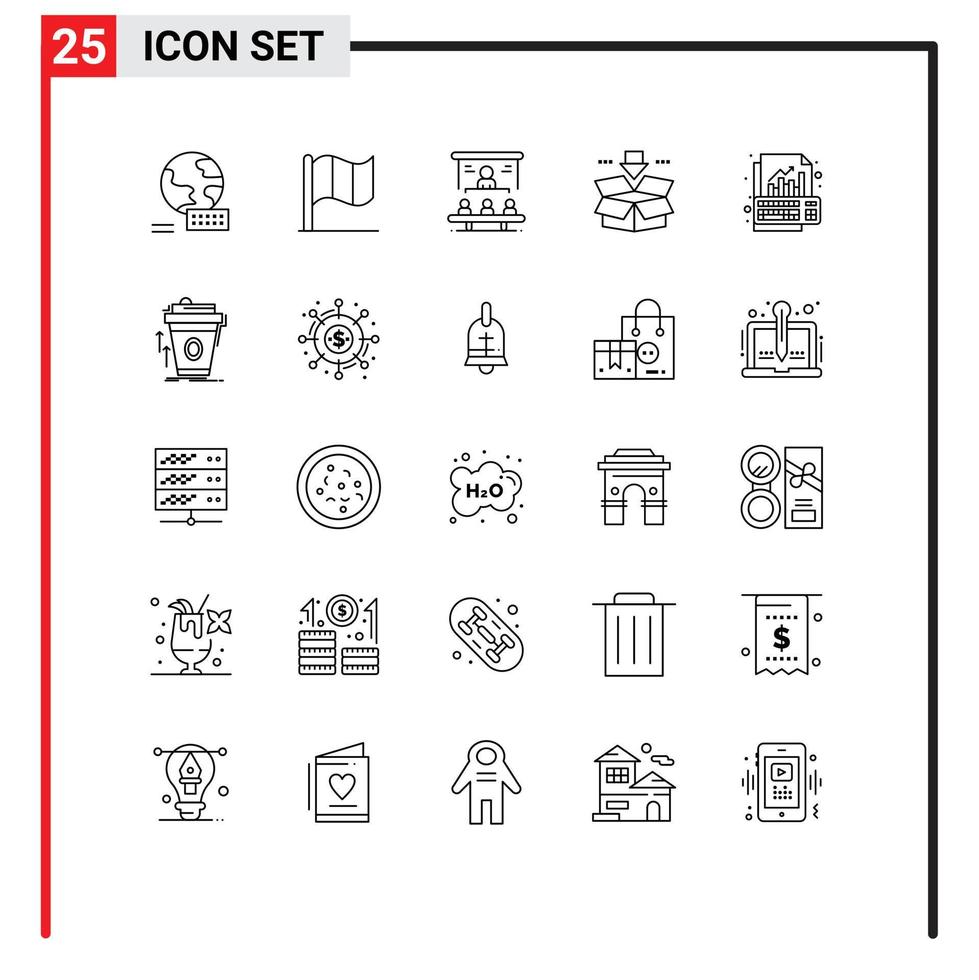 groupe de 25 lignes signes et symboles pour le bureau d'analyse graphique éléments de conception vectoriels modifiables vecteur