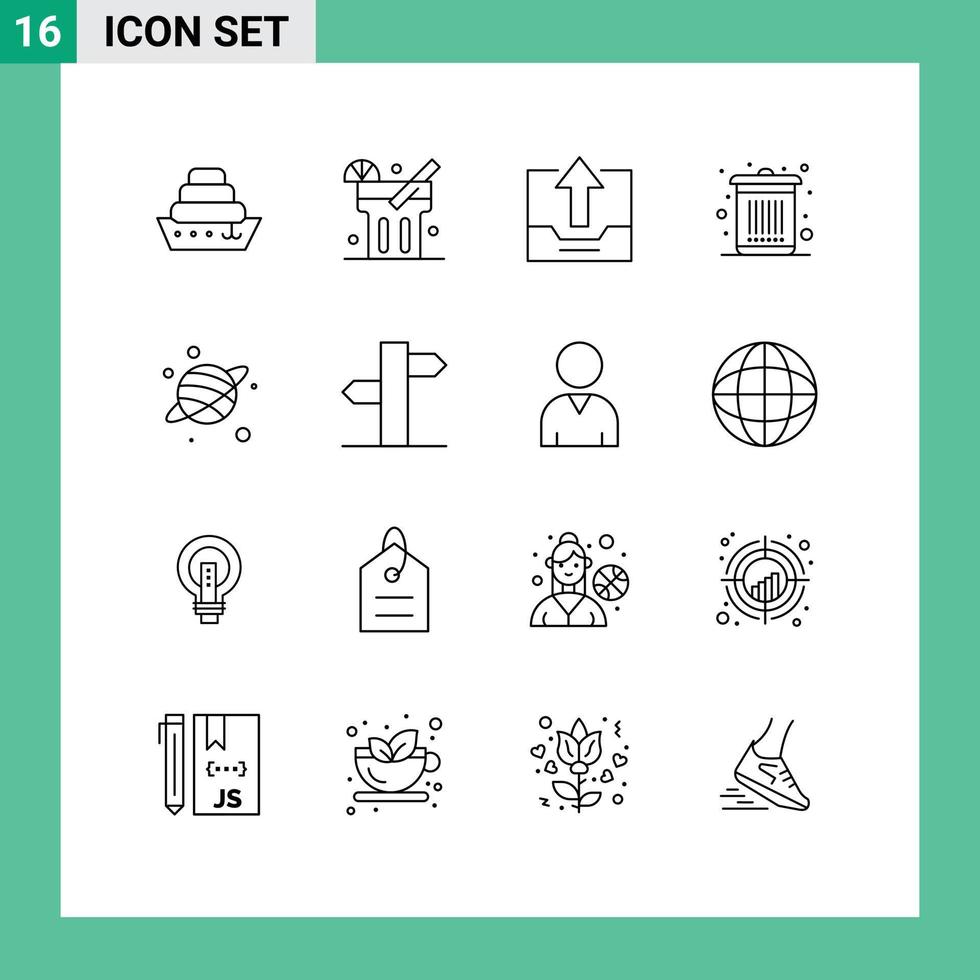 16 concept de contour pour les sites Web mobiles et les applications espace astrologie tiroir poubelle éléments de conception vectoriels modifiables vecteur