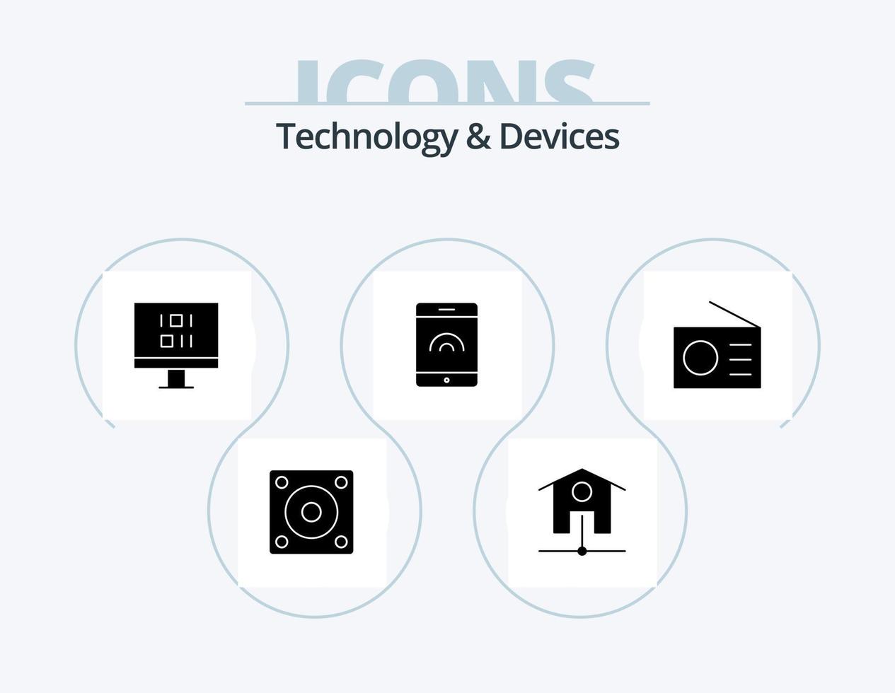 dispositifs glyphe icône pack 5 conception d'icônes. . technologie. données. radio. dispositifs vecteur