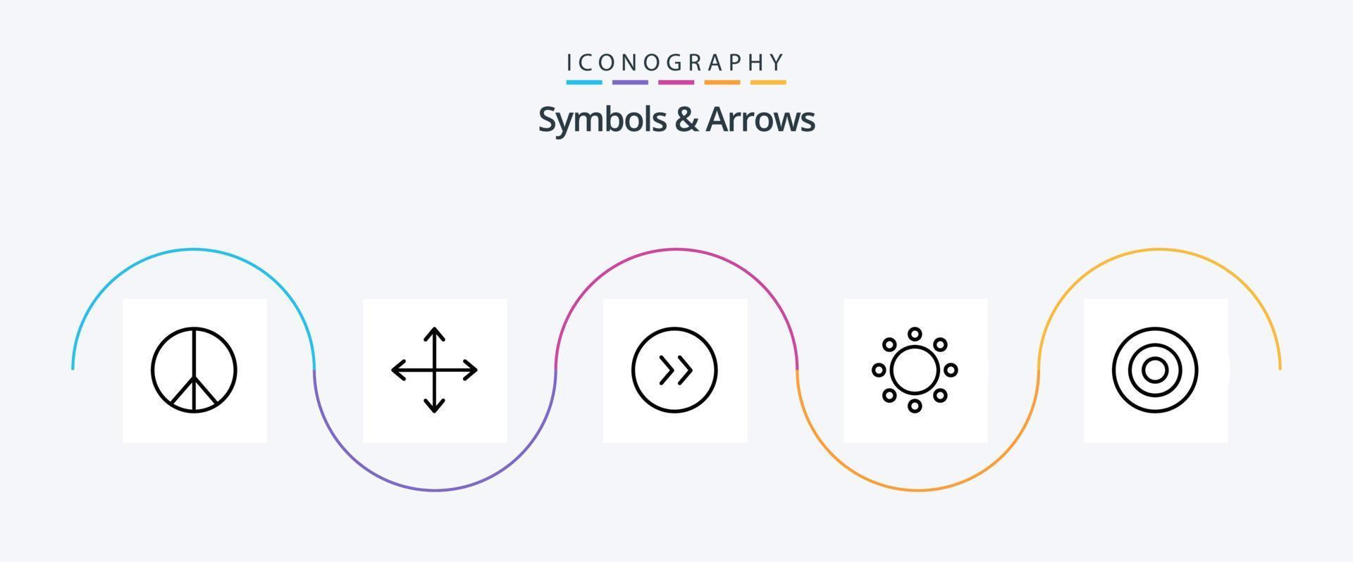 symboles et flèches ligne 5 pack d'icônes comprenant des symboles. signe. cercle. or. symbolisme vecteur