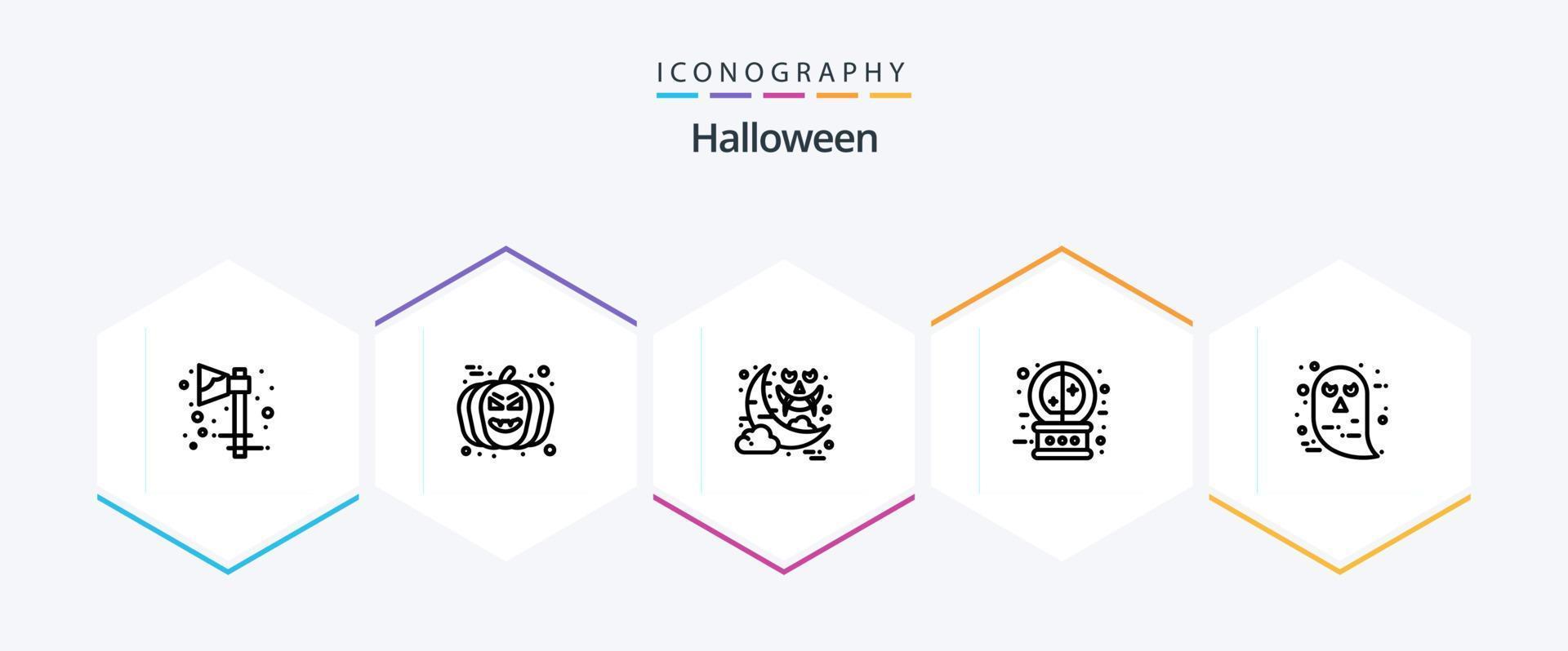 pack d'icônes halloween 25 lignes comprenant le visage. la magie. Halloween. Halloween. boule de cristal vecteur