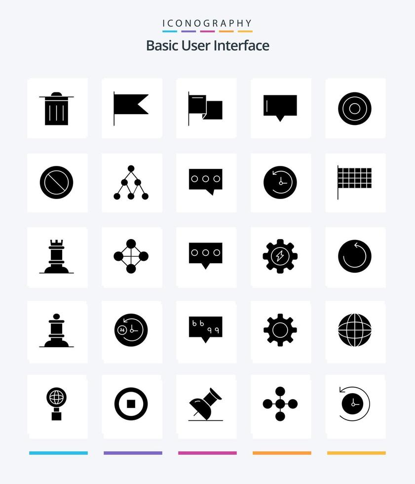 pack d'icônes noires unies créatives de base de 25 glyphes telles que lien.. parler. basique. utilisateur vecteur